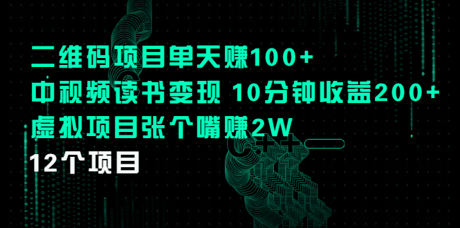 (2250期)二维码项目单天赚100+中视频读书变现 10分钟收益200+虚拟项目张个嘴赚2W