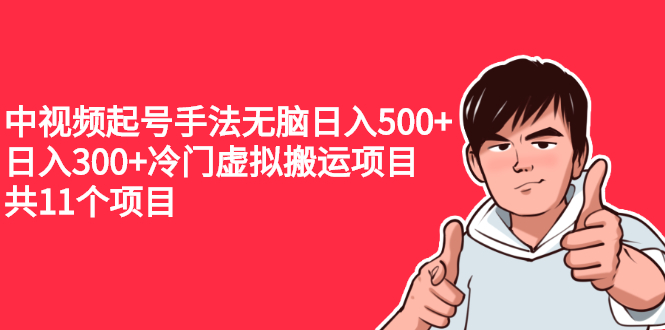 (2224期)中视频起号手法无脑日入500+日入300+冷门虚拟搬运项目(共11个项目)