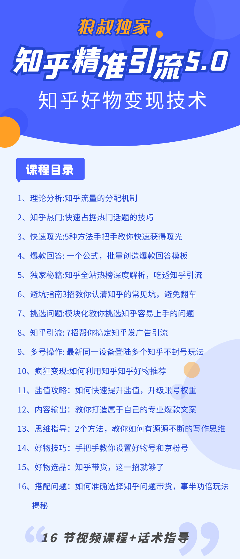(1424期)知乎精准引流5.0+知乎好物变现技术课程:每天1-2小时5天看效果,月入3W+